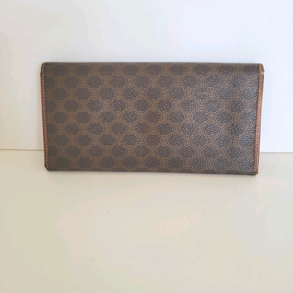 CELINE Vintage Leather Macadam Brown Unisex Long Wallet - Picture 3 of 12